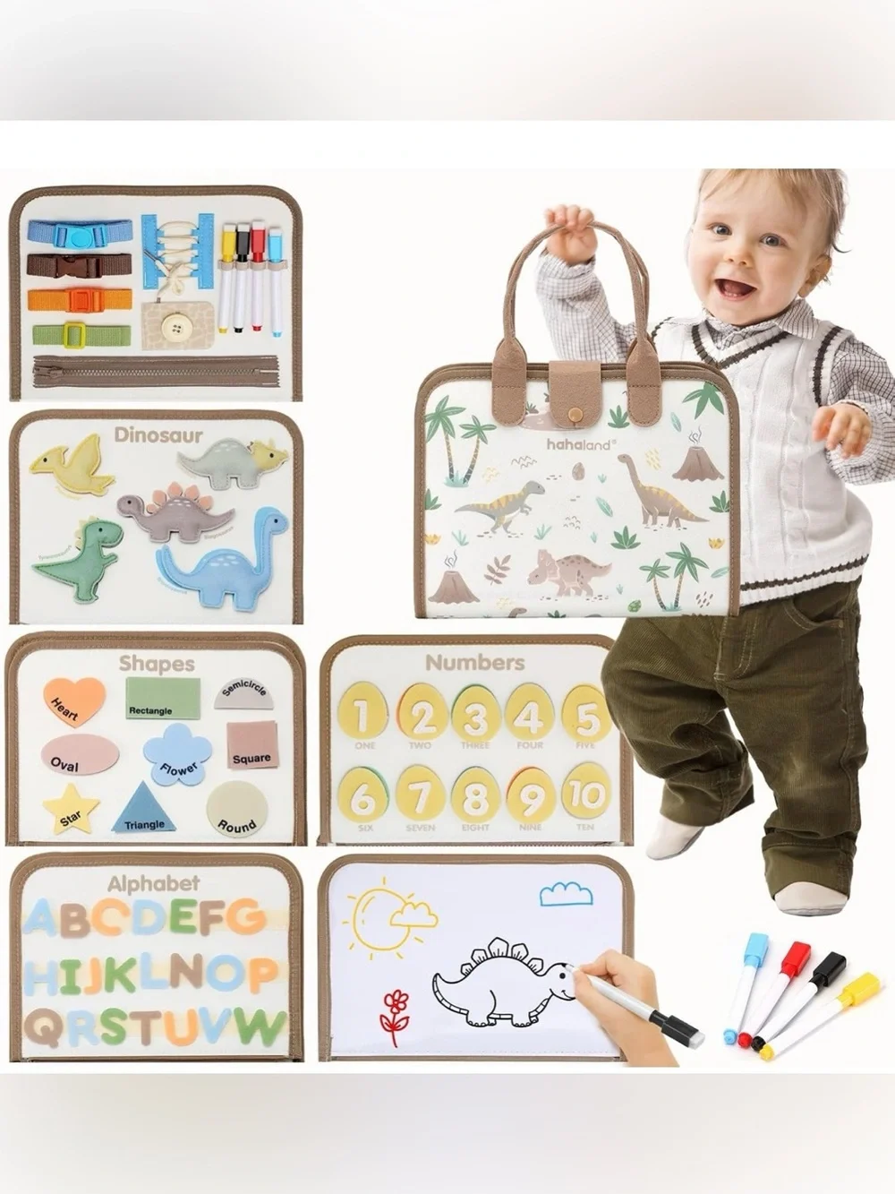 Montessori 6-in-1 Busy Board for Kids - Multicolor